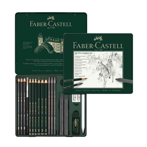 Faber-castell Boite De 19 Pièces Pitt Graphite Pour Dessin, Graphisme Et Esquisse