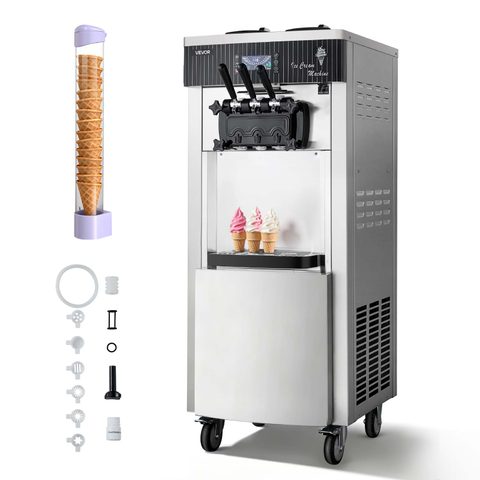 Vevor Machine à Glace Molle Commerciale Machine à Crème Glacée sur Pied 20-28L/h