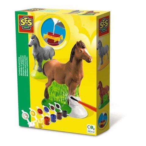 SES Creative Moulage et peinture - Cheval - Moule latex support de séchage plâtre peinture et pinceau inclus