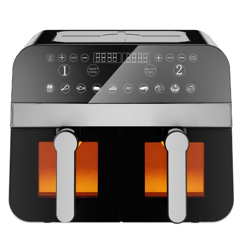 Comfy Nest Friteuse à air chaud Airfryer numérique double panier Noire 2400W avec fenêtre 9L CNAFD45WB