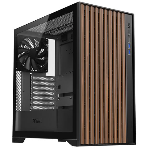 Itek Boîtier ATX - Woody - 3 Ventilateurs 14 cm - 2 USB 3.0 - Type-C