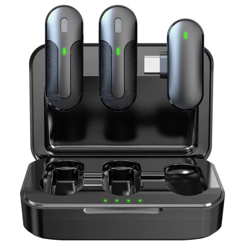 Technaxx Micro-cravate sans fil TX-301 — 2 micros, réduction de bruit, boîtier de recharge