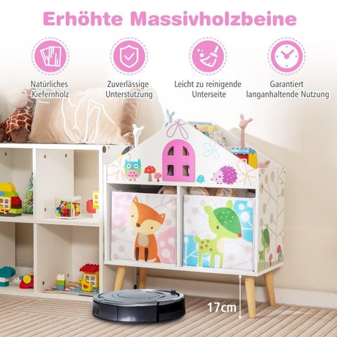 Northix Bibliothèque enfant forme maison avec 2 bacs de rangement