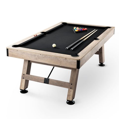 Vevor Table billard 213.4cm pieds réglables, kit complet accessoires, couleur bois/tissu noir, pour maison/club