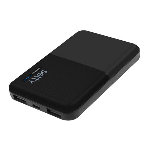 Setty Batterie de Secours 5000mAh 2 Ports de Sortie USB 2A Format Compact