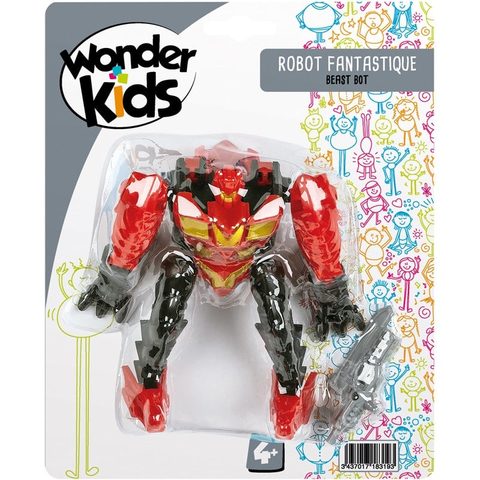 Jazwares Robot Fantastique Transformable Wonderkids Plastique Rouge Noir Or Portable