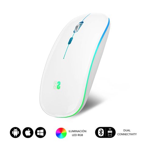 Subblim Submo-ldflat2 Souris Bureau Ambidextre Rf Wireless + Bluetooth + Usb Type-a Optique 1600 Dpi
