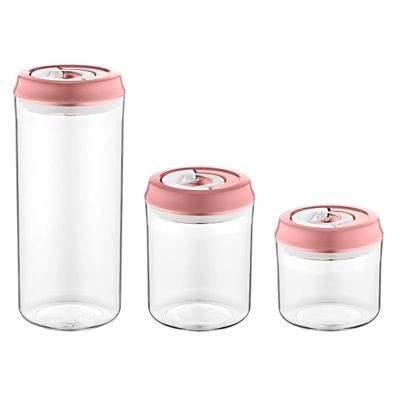 Herzberg Ensemble de pot de stockage 3 pièces HGK785-PNK