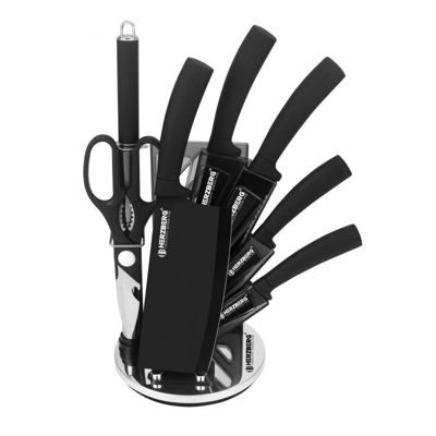 Herzberg Set de couteaux avec support 8 pièces noir HGMSN8BLK