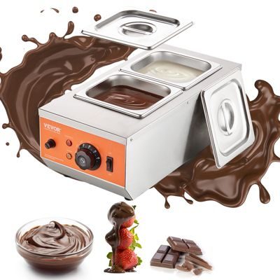 Vevor Tempereuse chocolat commerciale, 800 W, 2 cuves 1,5 L. Bain-marie, inox, 30-85 C