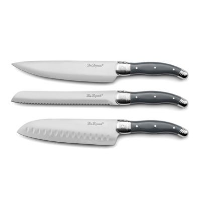 Lou Laguiole Set de 3 couteaux de cuisine Gris anthracite - Tradition XL par