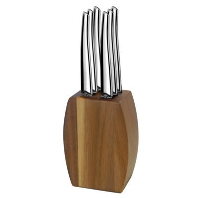 Lou Laguiole Bloc bois d'acacia 6 couteaux steak Acier - Jet par