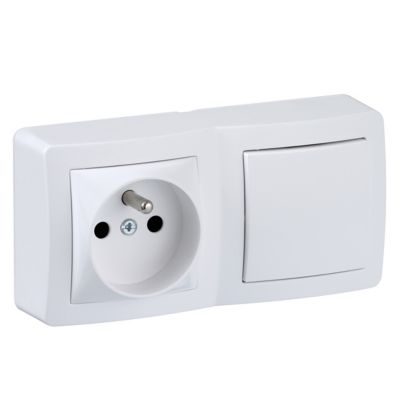 Schneider Electric Prise avec terre + interrupteur va-et-vient complets saillie Alréa