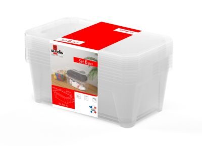 Sundis Lot de 6 boîtes plastique transparent 6L, l.35.5 x P.20.5 x H.12 cm