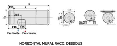 Atlantic Chauffe-eau électrique CHAUFFÉO blindé horizontal mural 75L raccordement dessous 75L - 023152