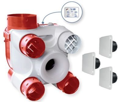 Unelvent Kit Vmc Autoréglable À Sondes Hygrométriques Et Bouches Extra-Plates Deco Dhu K Réf.603116