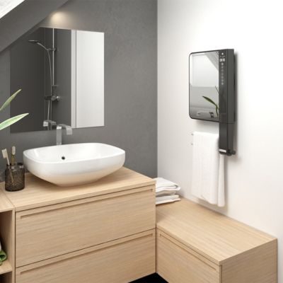 Thermor Sèche-serviettes Illico 3 soufflant 1800W ardoise compact avec barres-491373
