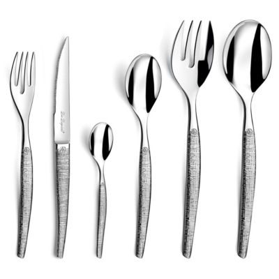 Lou Laguiole Ménagère 50 pièces avec couteaux steak Inox - Jet Textil par