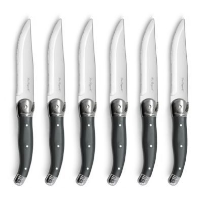 Lou Laguiole Set 6 couteaux steak Gris anthracite - Tradition XL par