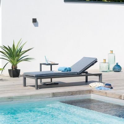 Hespéride Lit de piscine "Evasion" gris/graphite en aluminium traité époxy