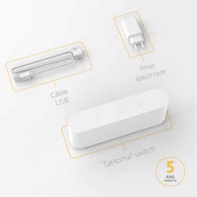 Somfy Box domotique TaHoma switch - Centralise et pilote les équipements connectés - Contrôle à distance - Compatible IO, RTS & Zigbee