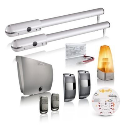Somfy Motorisation de portail battant à vérin SGS Essential RTS - Livrée avec 2 télécommandes Keypop, feu orange, photocellules