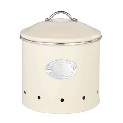 Wenko Boîte de conservation en métal laqué avec aération Beige, H. 21 cm