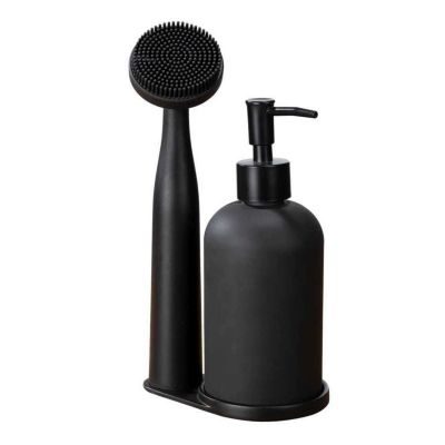 Wenko Set vaisselle avec brosse et distributeur savon Noir, L. 25 x l. 12.5 x H. 9 cm
