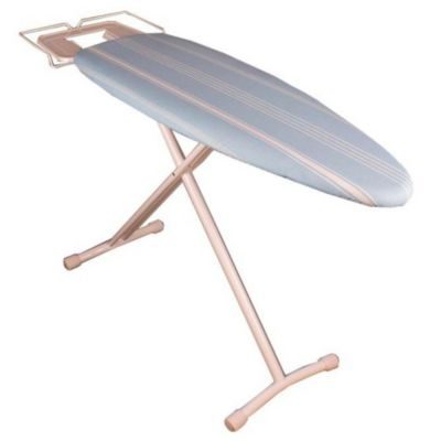Kitchen Move Table à repasser avec pieds blanc et housse coton bleu et blanc L.124 x l.40 x H.max 94 cm, Bermude