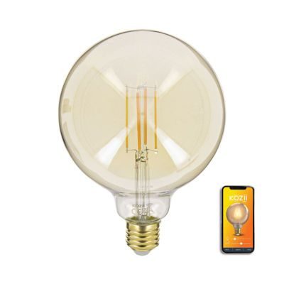 Kozii Ampoule LED connectée éclairage multi-blancs, Filament E27 G125 au verre ambré, 5,5W cons. Variation de luminosité