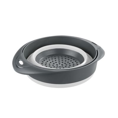 Wenko Passoire pliable 2 en 1 avec bol Gris foncé, L. 26 x l. 11 x H. 20 cm