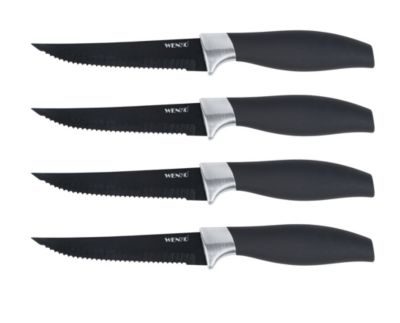 Wenko Couteau à steak noir en acier inoxydable Otis vendu par 4 pièces