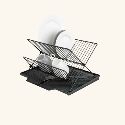 Wenko Égouttoir vaisselle NELIA noir avec tapis égouttoir