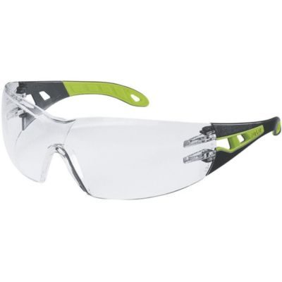 Uvex Lunettes de protection Pheos noir/vert, verres clairs polycarbonate, anti-rayures et anti-buée