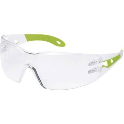 Uvex Lunettes de protection Pheos Blanc/vert en polycarbonate, verres anti-rayures et anti-buée, protection UV
