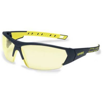 Uvex i-works 9194365 Lunettes de protection ambre, monture noir et jaune, protection UV 400