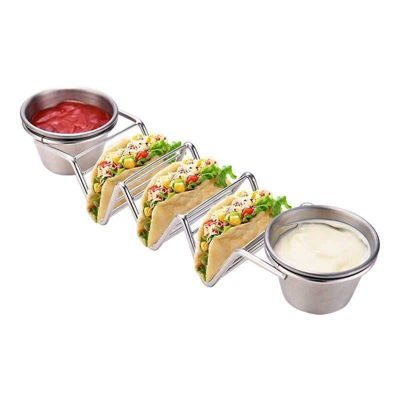Herzberg Support à tacos en acier inoxydable avec 2 tasses HG04043
