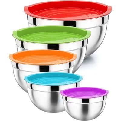 Herzberg Ensemble de 5 bols avec couvercle en silicone HG04074
