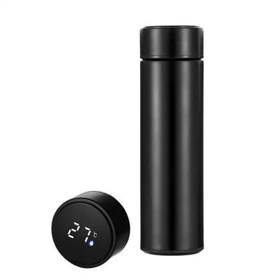 Herzberg Bouteille isotherme en acier inoxydable 500ml avec affichage de la température Noir HG04227-BLK