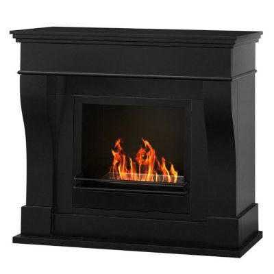 Divina Fire Cheminée au bioéthanol - Bio-Cheminée - WASHINGTON - Noir - L111 x P43 x H99 - Acier inoxydable