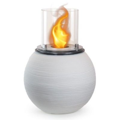 Divina Fire Brasero de jardin - BOTTICELLI - Bioéthanol - Blanc Perle - d.40 cm - h.54 cm