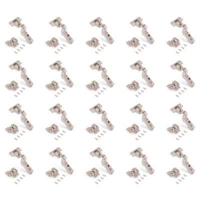 Emuca Lot de 20 charnières coudées pour montage rentrant X91 avec fermeture amortie et embases avec réglage excentrique à visser