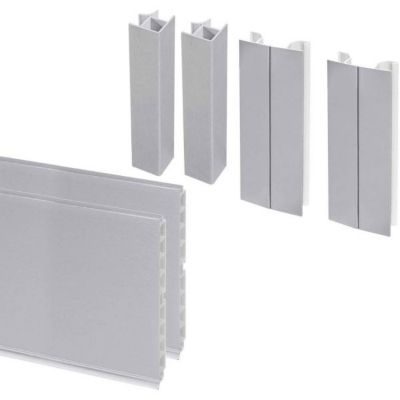 Emuca Kit de plinthes de cuisine Plasline avec accessoires union, H 150 mm, Anodisé satiné