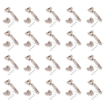Emuca Lot de 20 charnières X92 charnières à ouverture de 105 degrés - fermeture souple et embases à visser- Acier- Nickel satiné