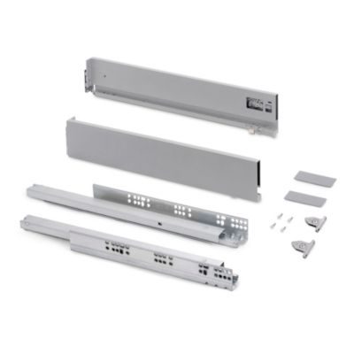 Emuca Tiroir extérieur Vertex avec réglages 3D hauteur 93mm - 40kg - profondeur 300mm - Acier - Peint en aluminium