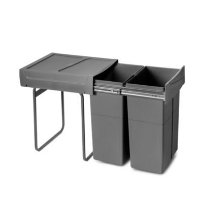 Emuca bac de tri sélectif a montage inférieur et extraction manuelle pour élément de cuisine Recycle - 2x25litres - Plastique gris a
