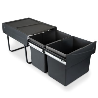 Emuca Poubelle de tri Recycle 2 x 15 L - fixation bas de caisson extraction manuelle