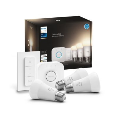 Philips Hue Kit de démarrage White: 3 ampoules E27 + pont + télécommande