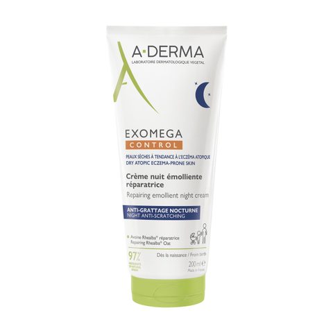 A-Derma Exomega Control Repairing Emollient Night Cream crème de nuit régénérante contre les démangeaisons 200 ml