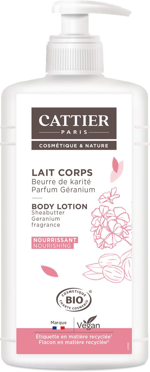 Cattier Lait corps nourrissant Karité géranium - 500ml Bio